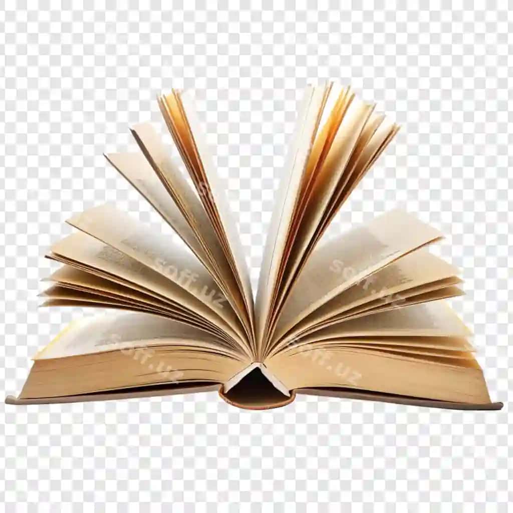 Ochiq kitob ajrang'ich shaffof fonda | Open book isolated transparent background
