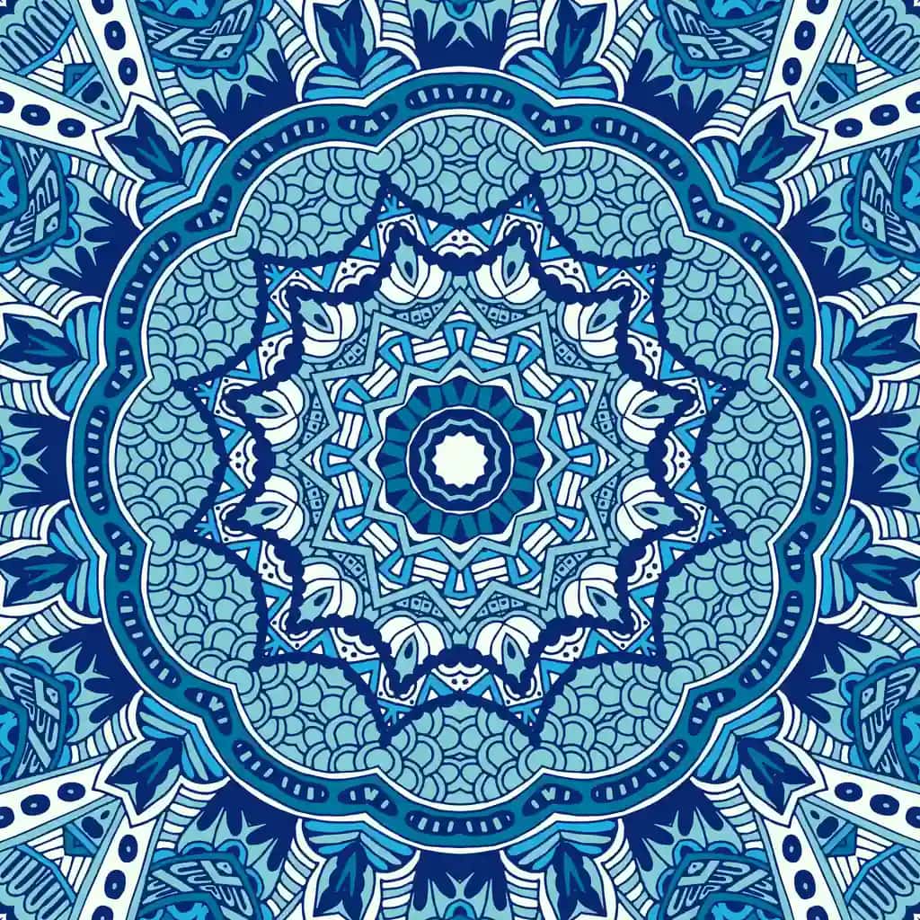 Choksiz bezakli naqshli dumaloq bezaklar ko'k qish fonida | Seamless ornametal pattern circular ornamentsblue winter background