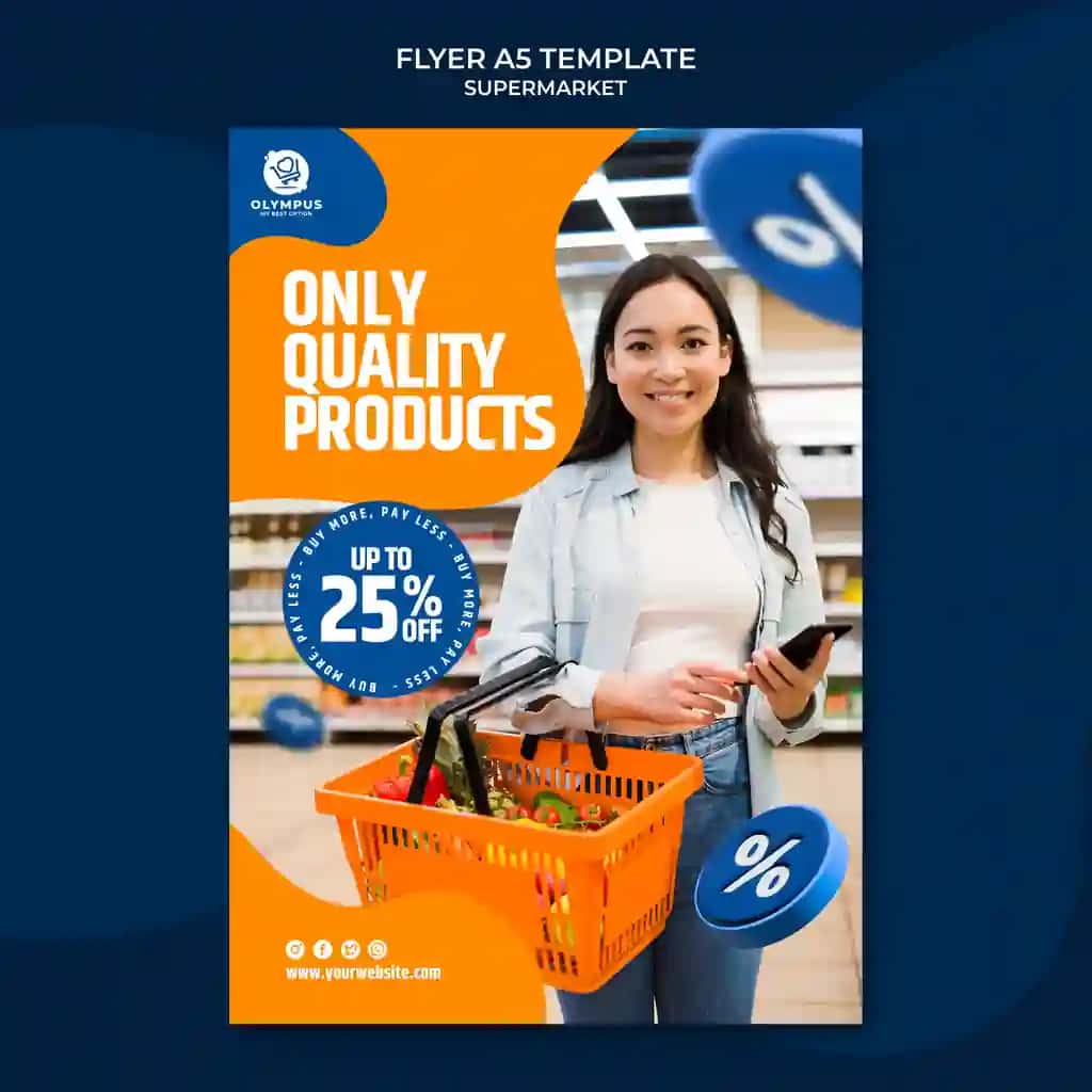 Yassi dizayn supermarket shablon dizayni | Flat design supermarket template design
