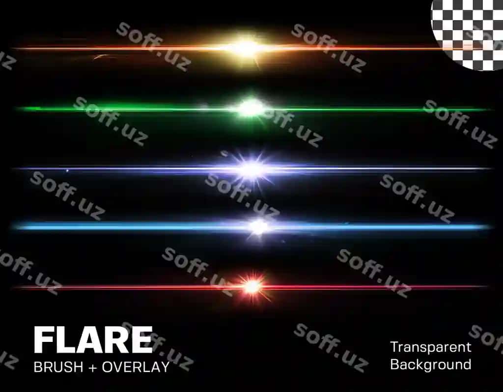 Rangli linzali cho'tkalar ijodiy loyihalarni qoplaydi | Colorful lens flare brushes overlays creative projects