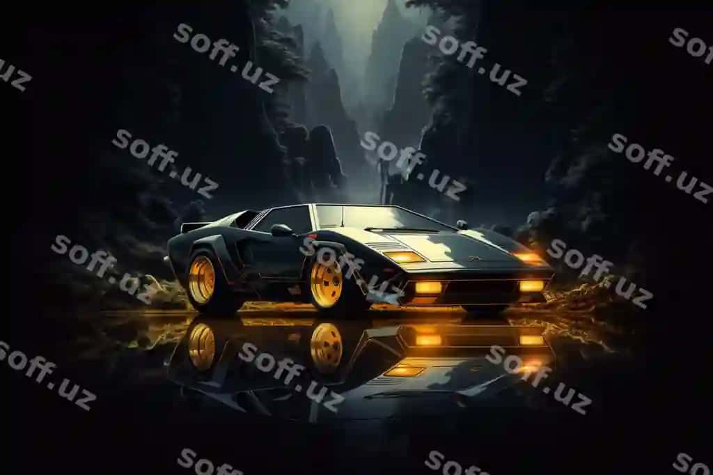 Arafed mashina qorong'iq o'rmon to'g'ri orqa fonda generatsiyon AI | Arafed car dark forest with mountain background generative ai