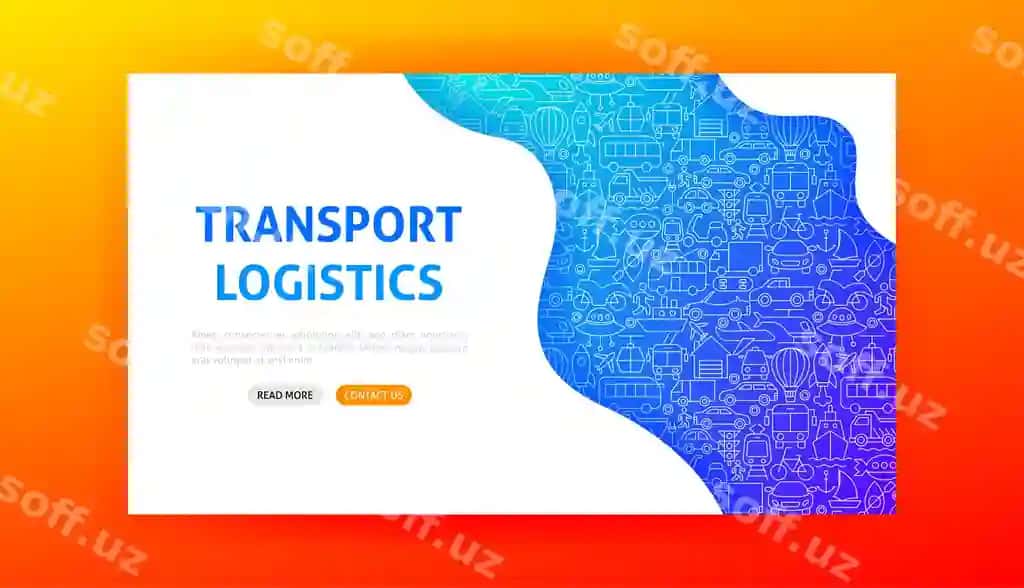 Transport logistikasi landing sahifasi vektor illustratsiyasi chetki dizayn | Transport logistics landing page vector illustration outline design