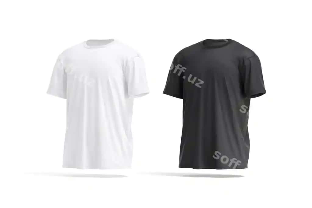 Bo'sh qora oq katta o'lchamli futbolka maketi yon tomondan ko'rinishi | Blank black white oversize tshirt mockup side view