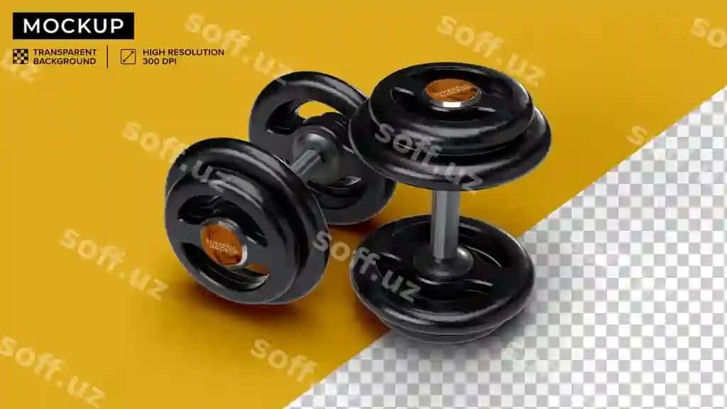 Qopqoqli ikkita dumbbellni maket qiling | Mockup two dumbbells with lid