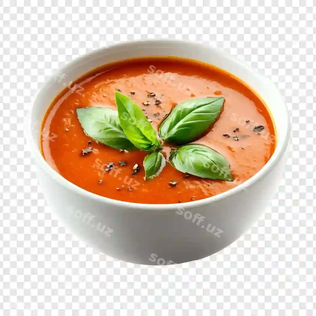 Rayhonli pomidor sho'rva | Bowl tomato soup with basil