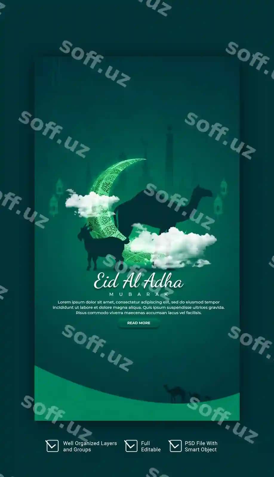 Eid al-adha muborak islom bayrami Instagram Facebook hikoya shabloni | Eid al adha mubarak islamic festival instagram facebook story template