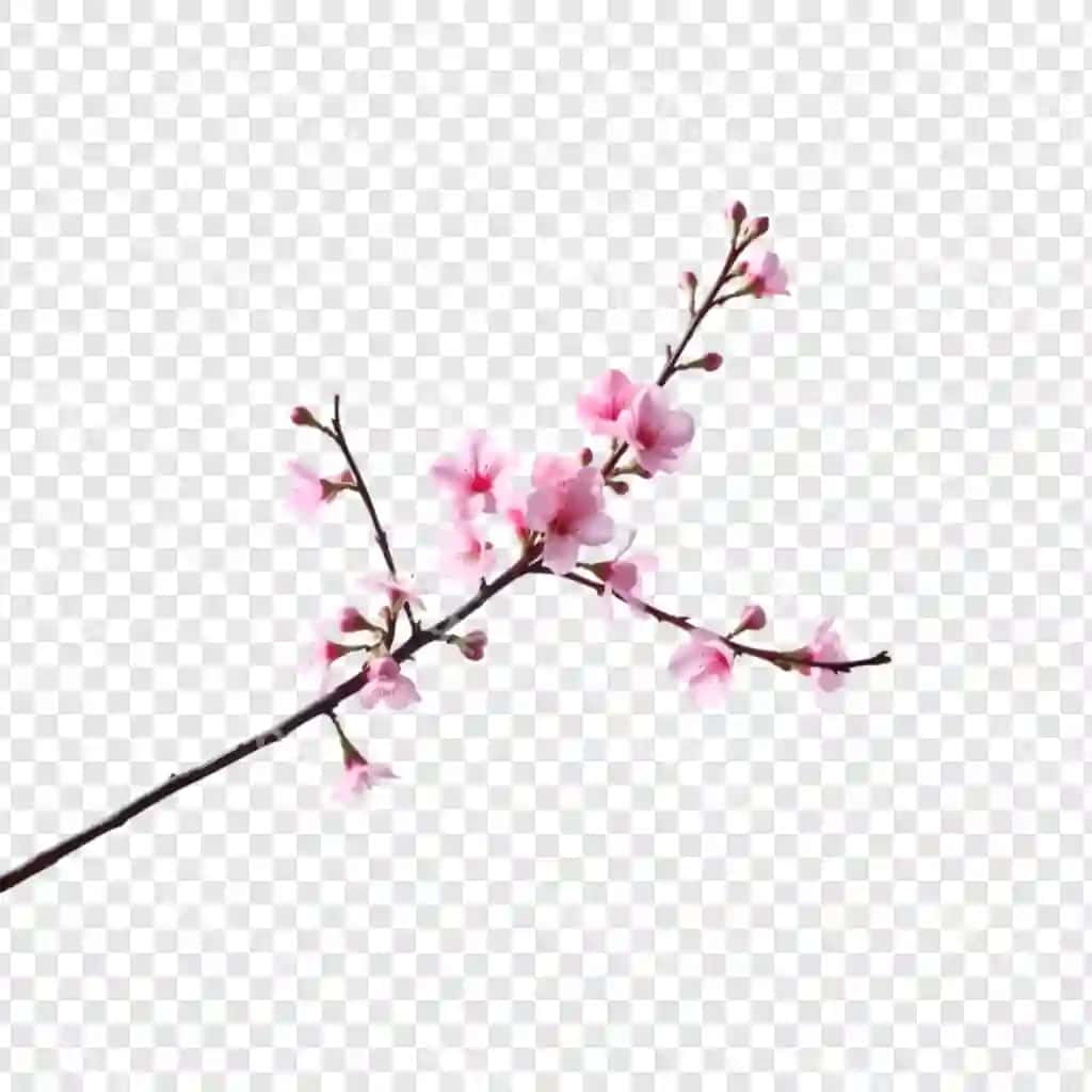 Pushti gilьор флорал тарихида ажойиб сақланган шаффўқсиз фонда. | Pink cherry blossom branch isolated transparent background