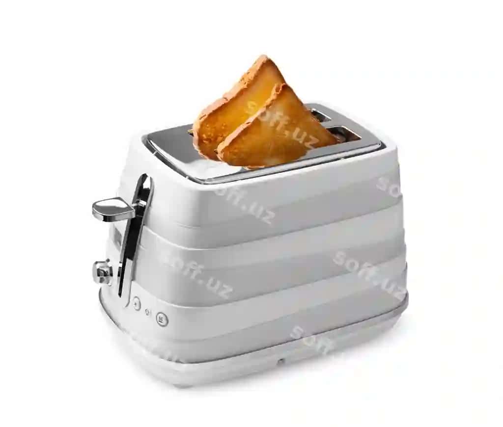 Yangi zamonaviy to'rt bo'lakli toster, oq non bilan | New modern four slice toaster with toasted bread isolated white