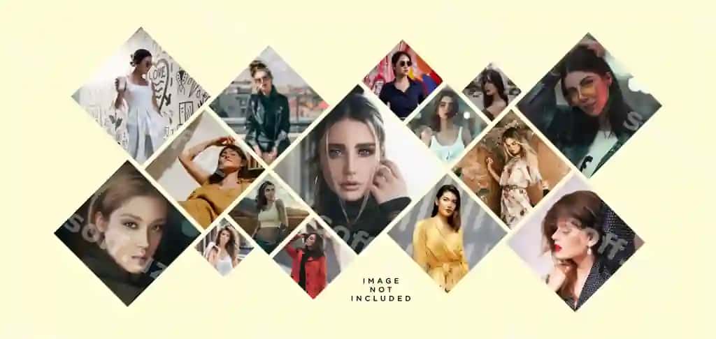 Fotosurat kolleji linta efekti mockup | Photo collage strip effect mockup