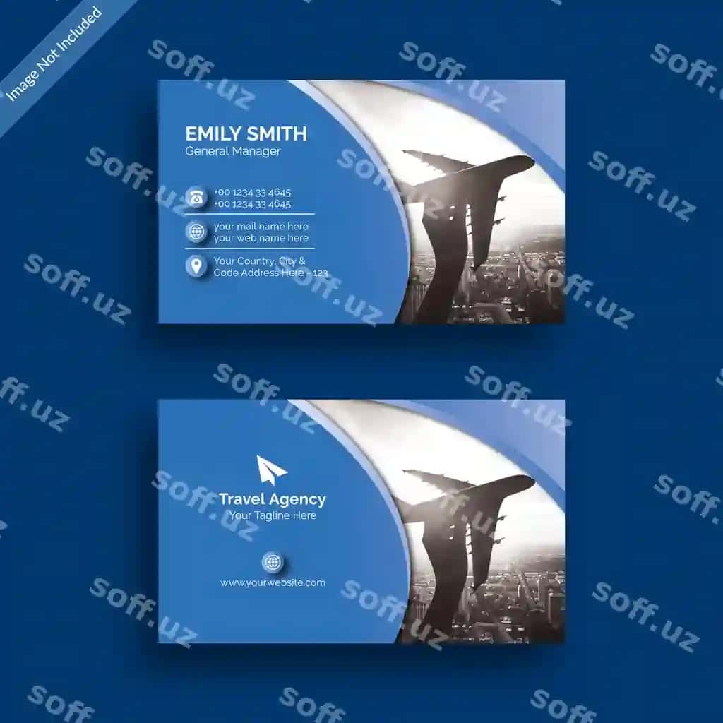 Sayyohlik agentligining vizitkasini chop etish shabloni | Travel agency business card print template