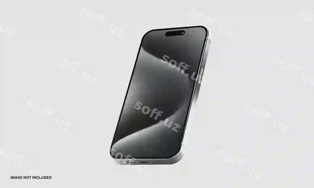 Haqiqiy akilliq telefon 15 3D akilliq telefon ekrani namuna shabloni bilan | Realistic smartphone 15 3d smartphone screen mockup template with