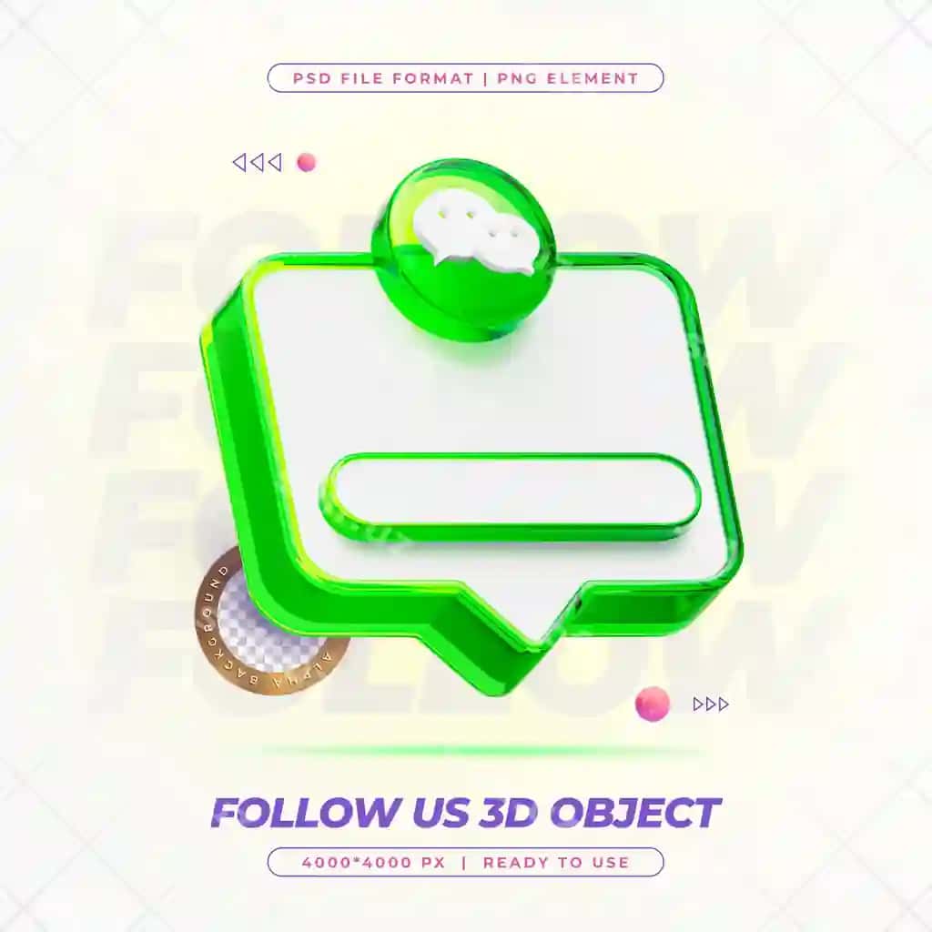 Wechat bizni kuzatib boradi banner elementi belgisi izolyatsiya qilingan 3D render | Wechat follow us banner element icon isolated 3d render
