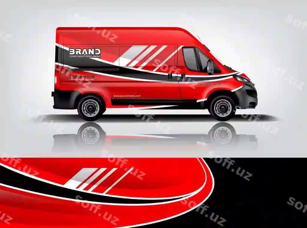 Furgon o'ram dizayni o'ram stiker dekal dizayni kompaniyasi eps 10 vektor | Van wrap design wrap sticker decal design company eps 10 vector