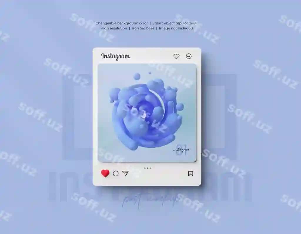 3D tasvirlangan instagram postining maketi izolyatsiya qilingan | 3d rendered instagram post mockup isolated