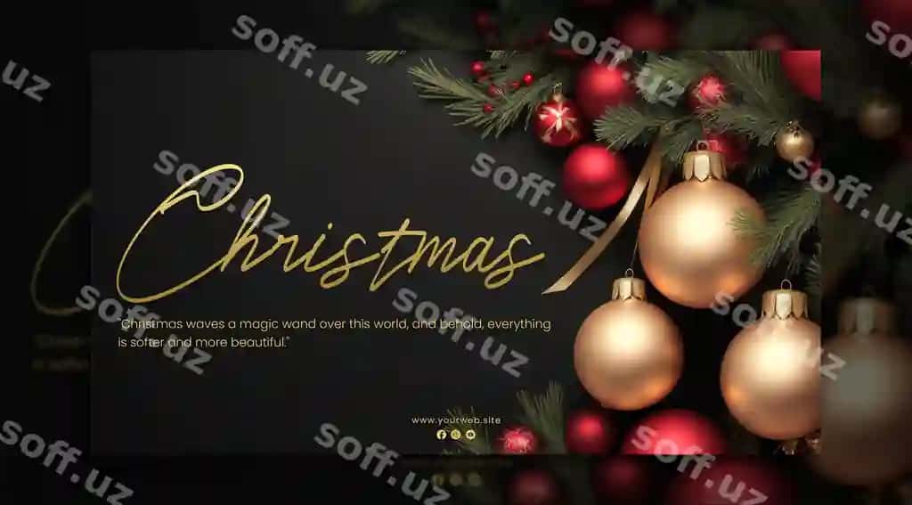 Yuldu atmosferasini chiroyli bezaklar bilan bezatilgan orqa fonga dizayn qilish orqali | Christmas ambiance by designing backdrop adorned with elegant ornaments