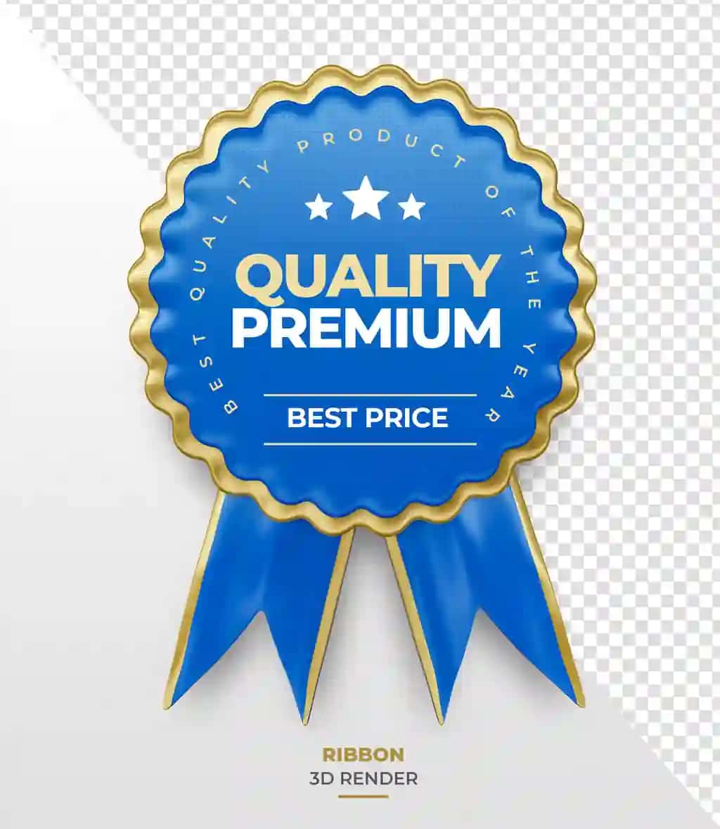 Yuqori sifatli mukofot lentasi qizil oltin 3D render shaffof fon | Premiium quality award ribbon red gold 3d render transparent background