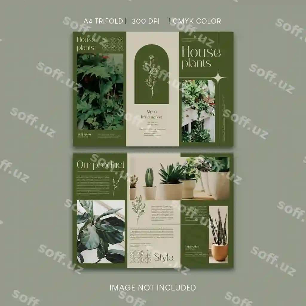 Uy shohar ekintlari do'koni uchun uch qirra broshyurasi | House plant shop trifold brochure