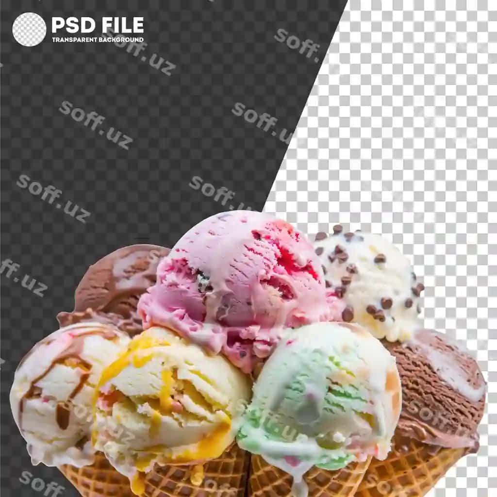 Psd turli xil muzlat qozonlari | Psd variety ice cream cones