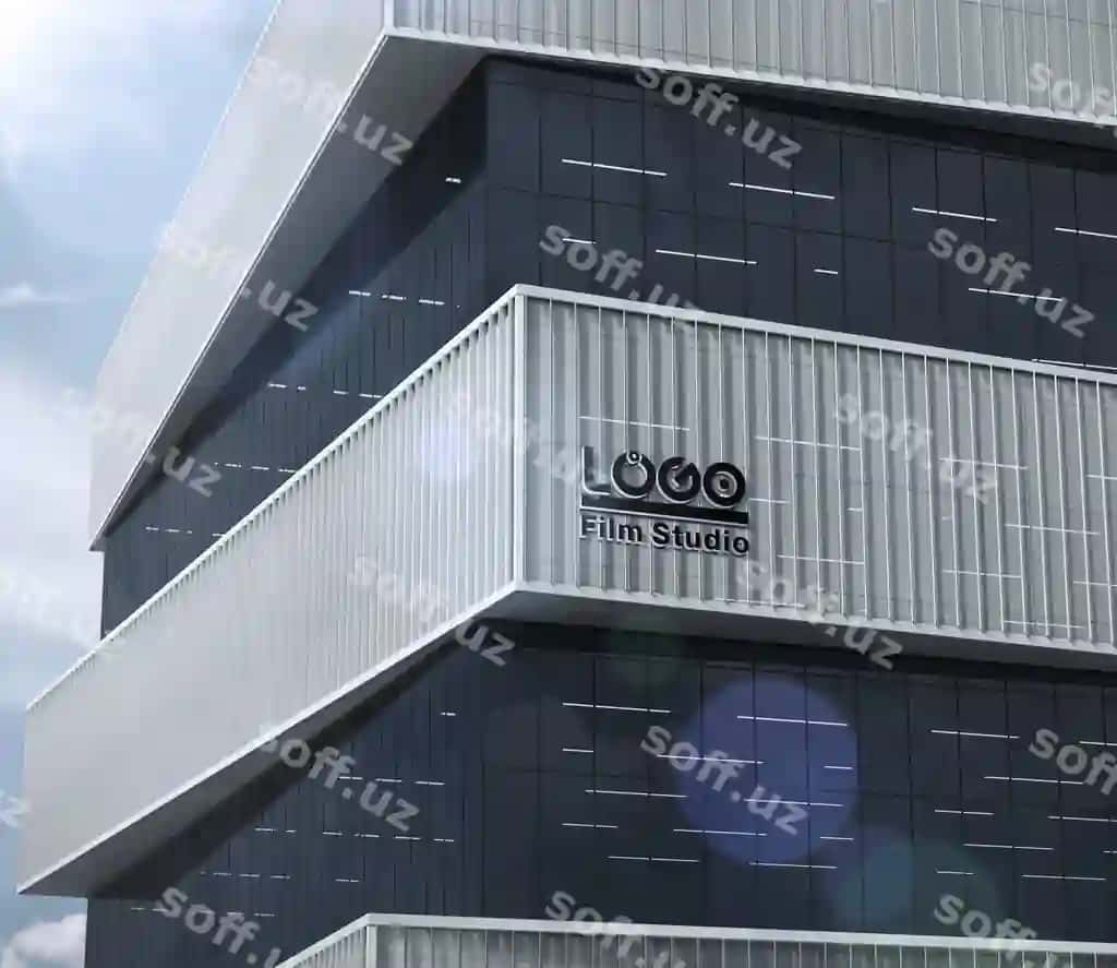 Bino burch 3d logotip namunasi | Building corner 3d logo mockup