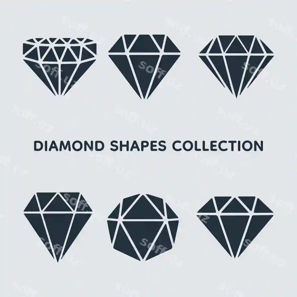 To'plam qo'lda chizilgan olmos vektor tasviri | Collection hand drawn diamonds vector illustration