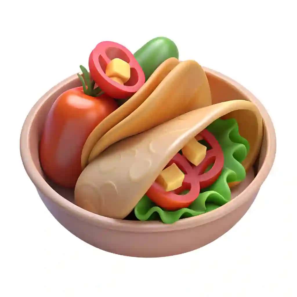 Pomidor pishloqli salat bilan 3D renderlangan tako | 3d rendered taco with tomato cheese lettuce