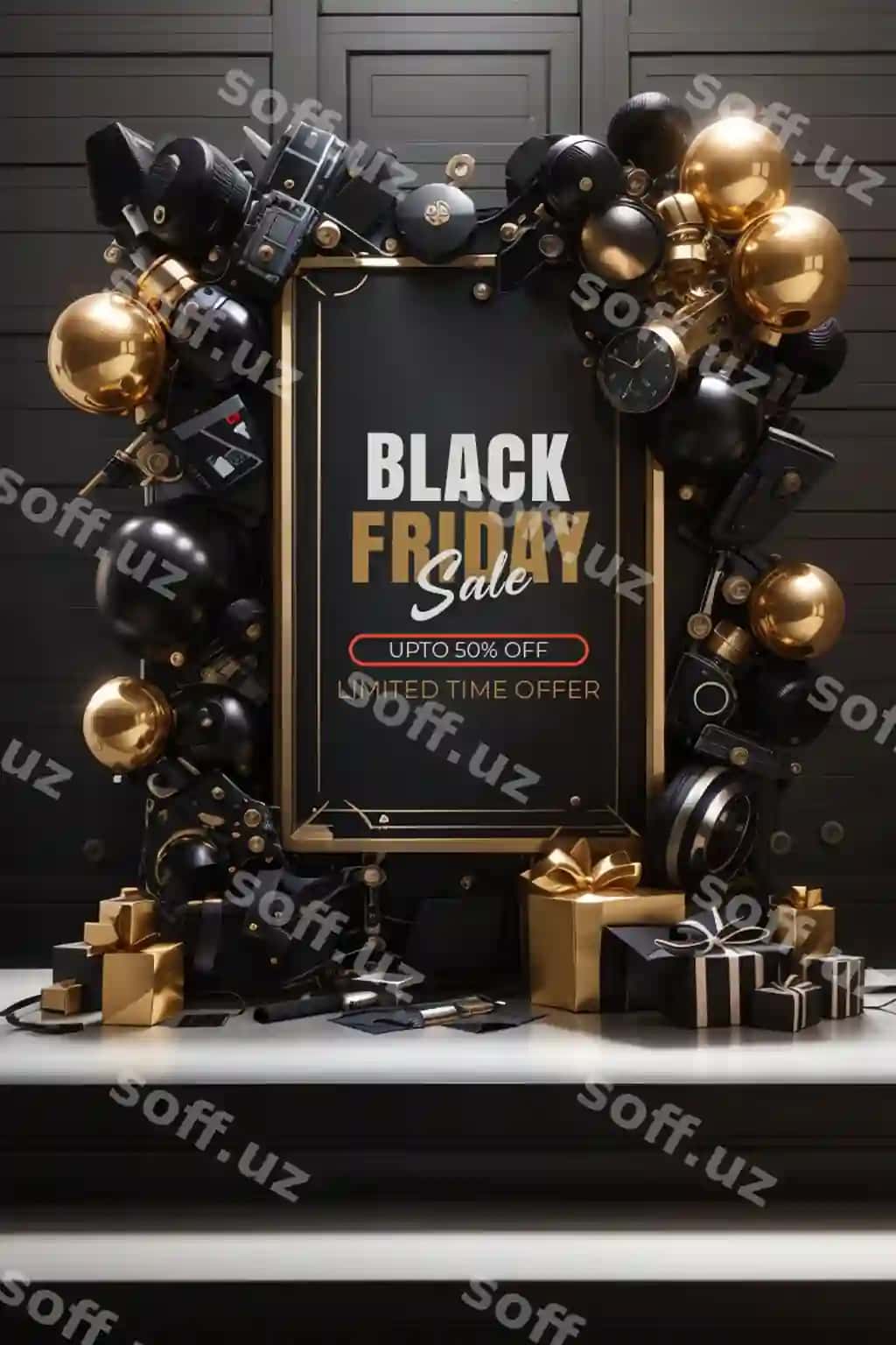 Qora juma savdo banner shablonlari kulgili uy hayvonlari kuchukcha it qora ko'rsatgan | Black friday sale banner template funny pet puppy dog showing black