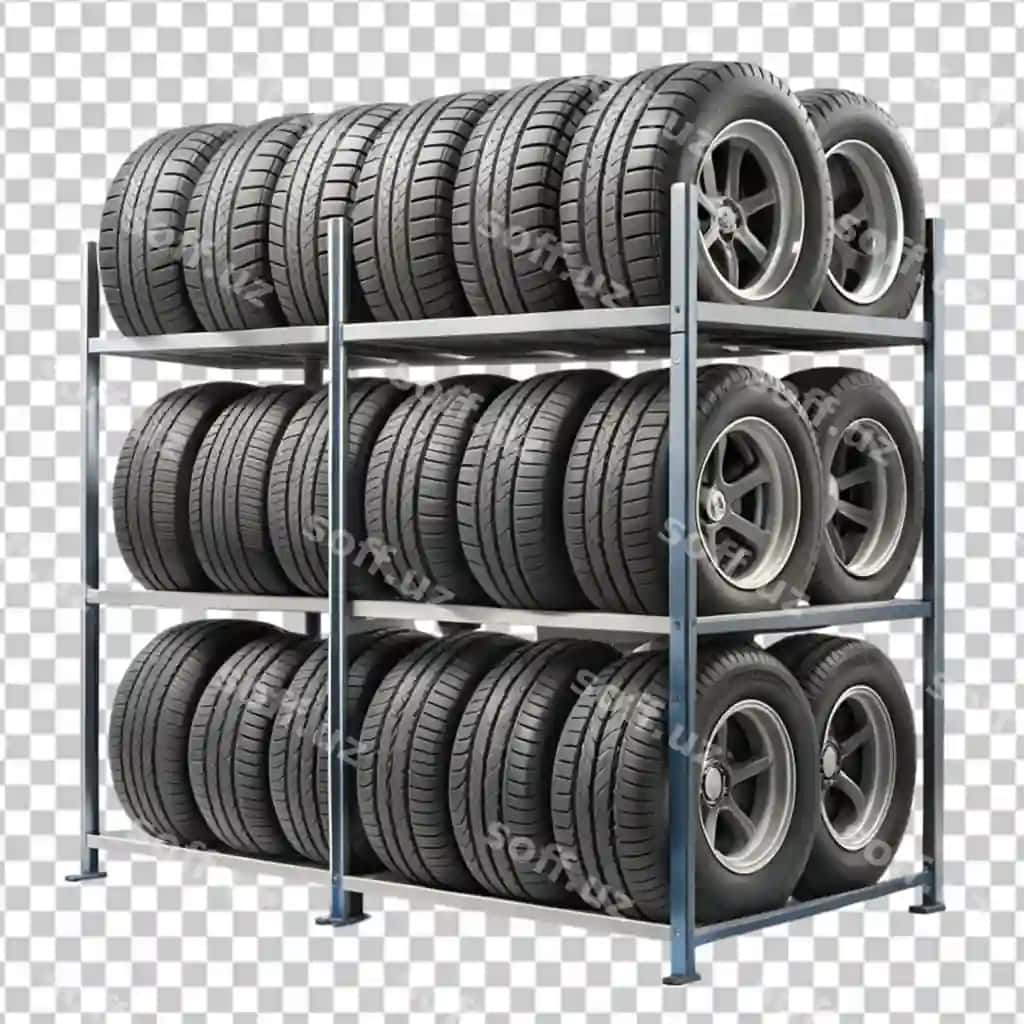 Pirellar stoykasi yig'imi ajraltirilgan shaffof fonda | Pile stand tires isolated transparent background