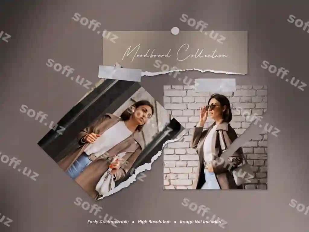 Realistik moodboard polaroid foto qog'oz mockup with shadow overlay | Realistic moodboard polaroid photo paper mockup with shadow overlay