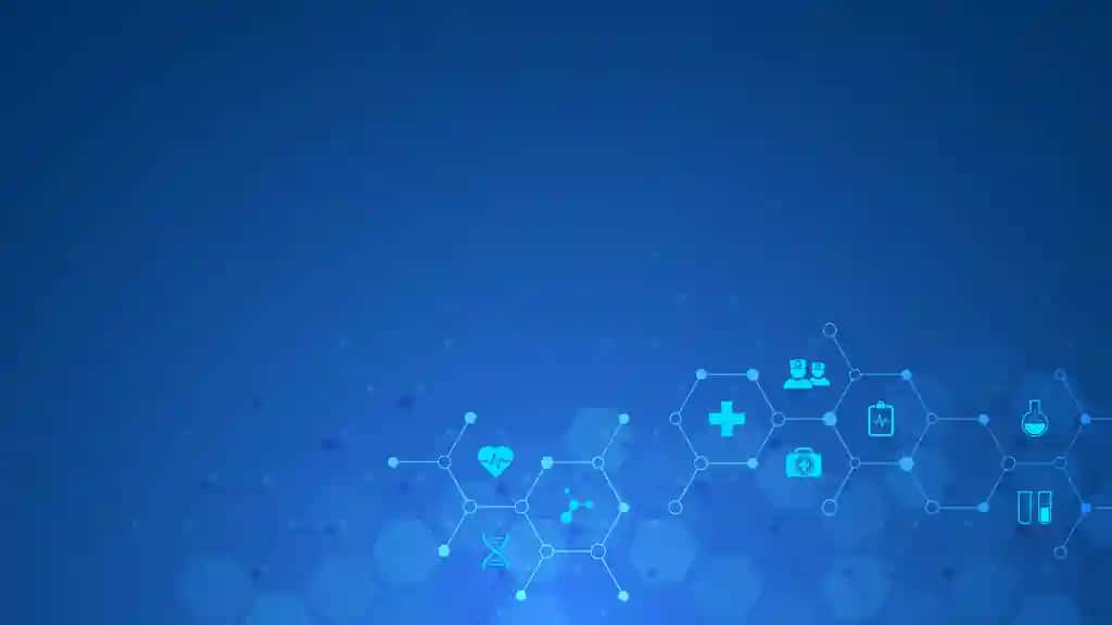 Yassi piktogramma belgilari bilan sog'liqni saqlash texnologiyasi kontseptsiyasi | Healthcare technology concept with flat icons symbols