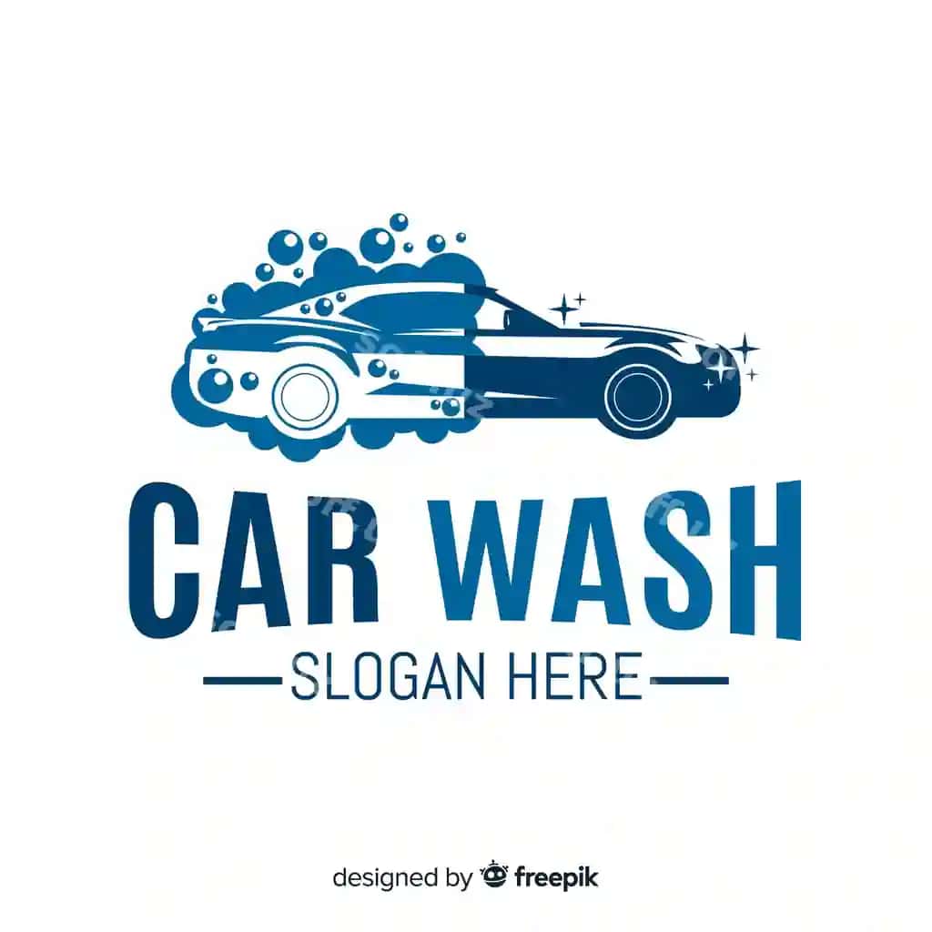 Platina ko'k mashina yuvish logotipi | Flat blue car wash logo