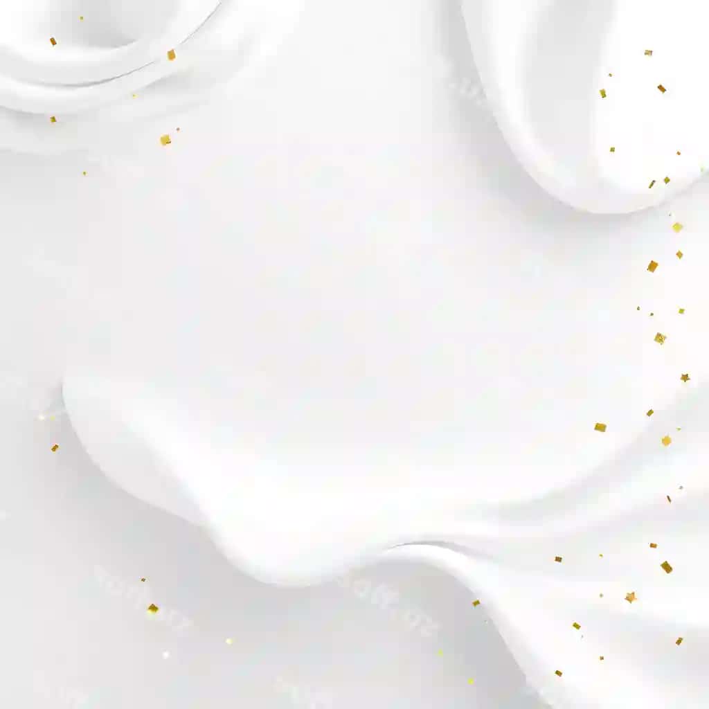 Oq fon oltin konfeti o'tadigan mata | White background with golden confetti flowing fabric