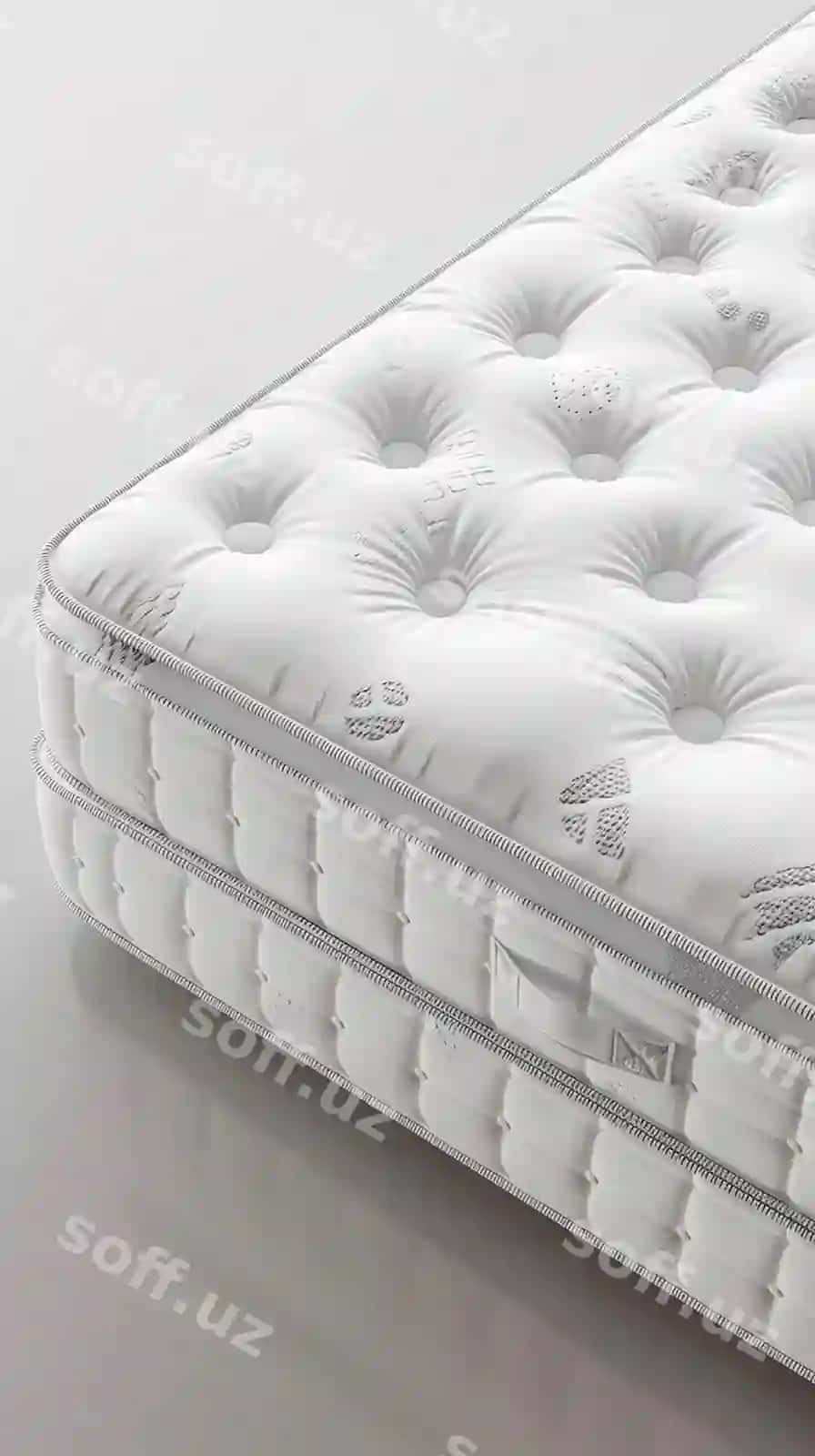 Oq yostiq pastki qismi gulli dizayn | White mattress with flower design bottom