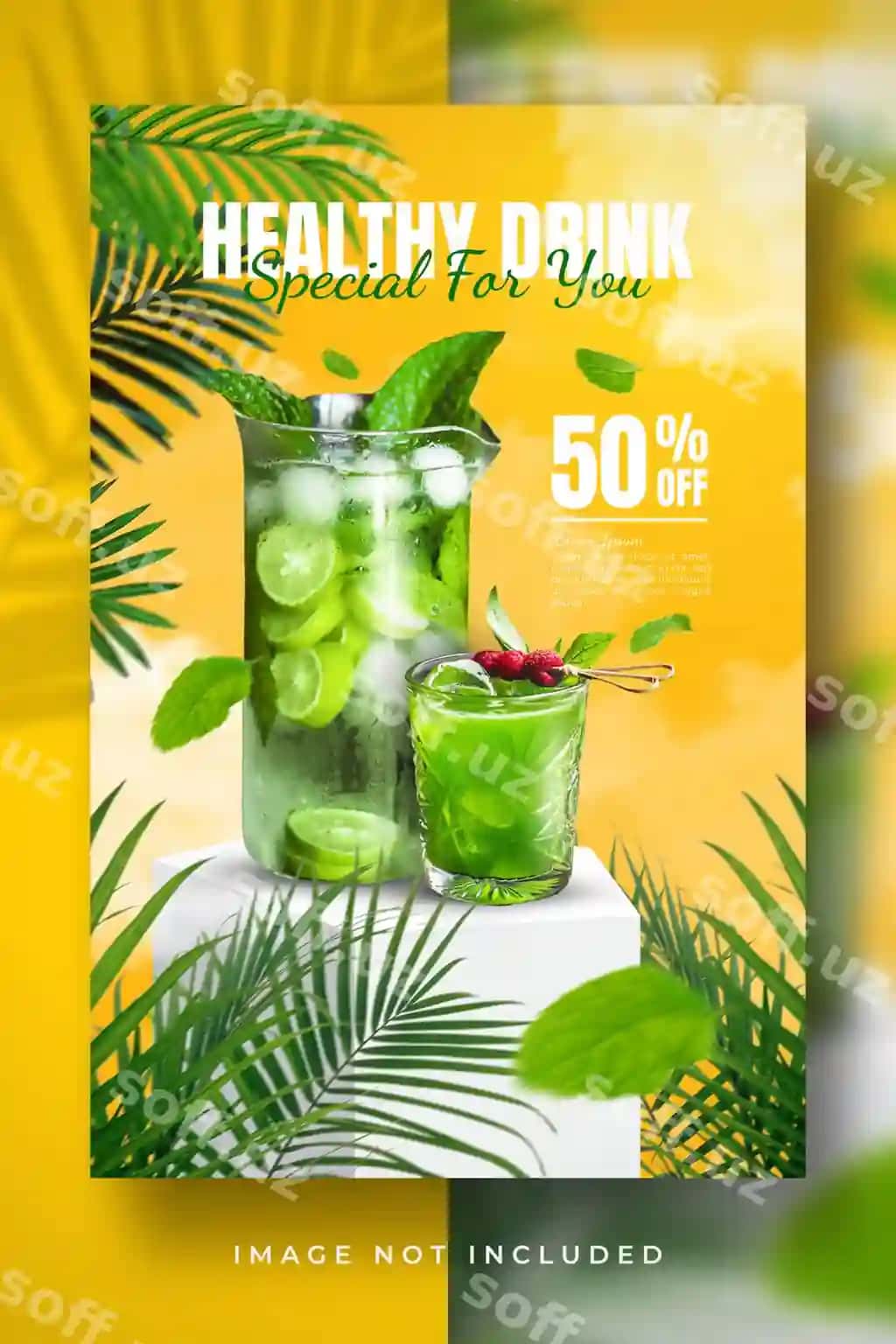 Yozgi yangi va foydali ichimliklar uchun maxsus menyu reklama plakati varaqalari banneri | Summer fresh healthy drink special menu promotion poster flyer banner