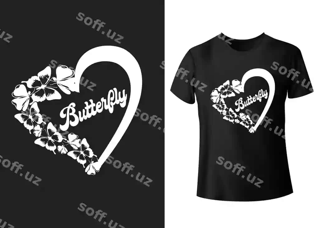 Rangli kapalak tipografiyasidagi futbolka | Colorful butterfly typography t shirt