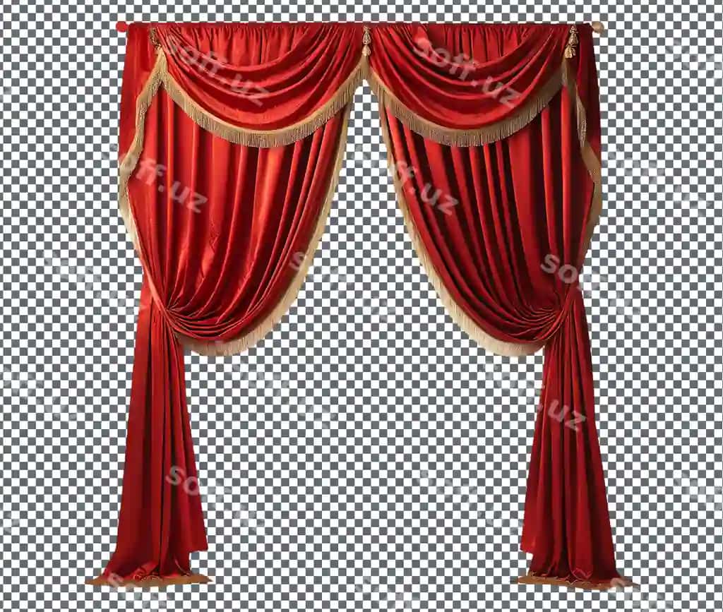 Ajoyib folga pardalari izolyatsiya qilingan shaffof fon | Magnificent foil curtains isolated transparent background