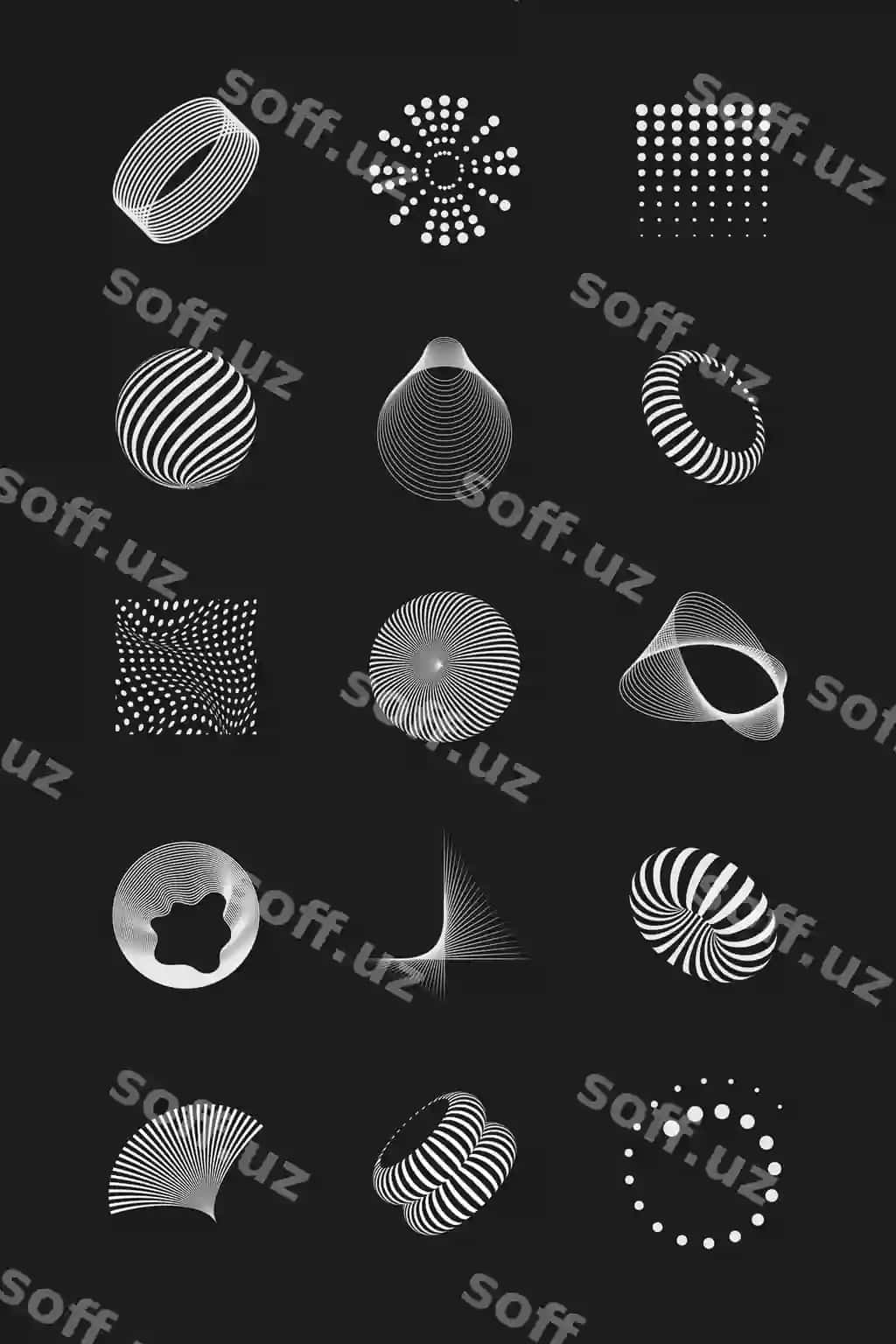 Rangli geometric shakllar qora fonda | Colorful geometric shapes black background