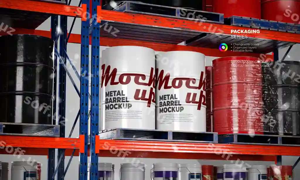 Metal bombo lar namunasi | Metal drum barrels mockup