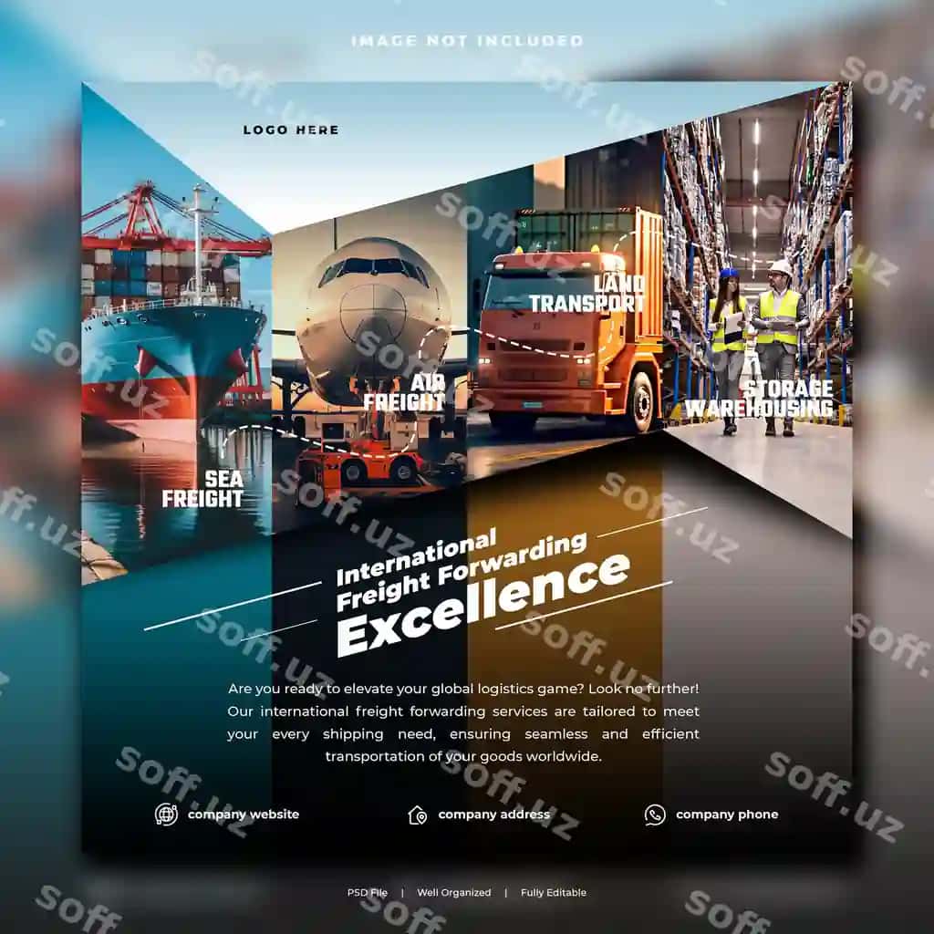 Yuk tashish uchun ijtimoiy media bannerining instagram post shabloni | Freight forwarding social media banner instagram post template