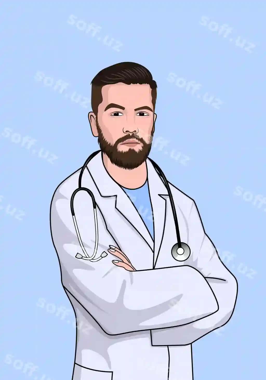 Chiroyli erkak doktor stetoskop bilan vektor illustratsiyasi | Handsome male men doctor with stethoscope vector illustration
