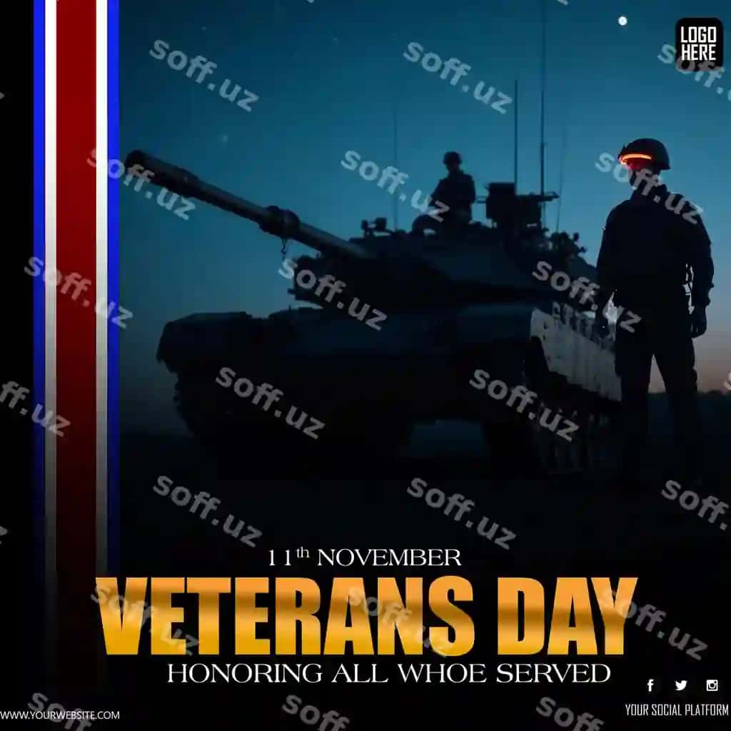 Veteranlar kuni tabrigoʻy shabloni | Veterans day celebration poster template
