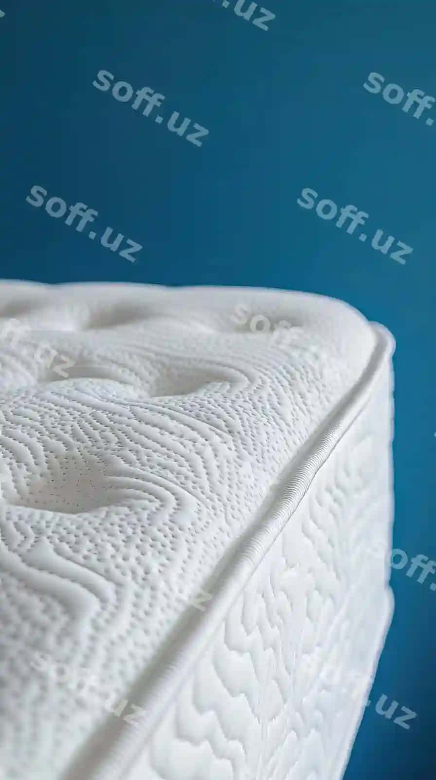 Yotoq xonasi uchun teksturali matodan minimalist uslubdagi qulay oq matras | Closeup comfortable white mattress with textured fabric minimalist bedroom setting