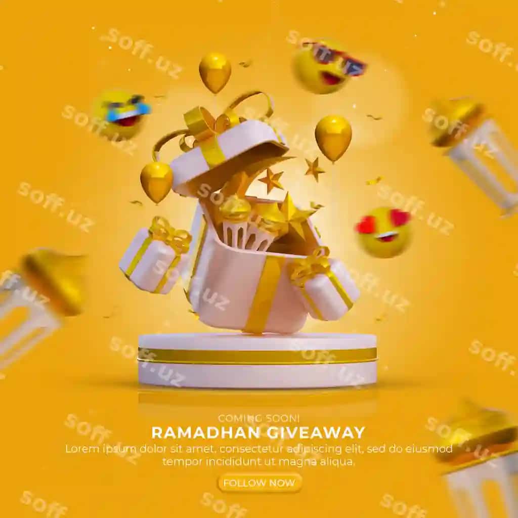 Instagram ijtimoiy tarmoqlarda Ramazon oyi uchun maxsus post shablonini sovg'a qiladi | Instagram give away special ramadhan social media post template