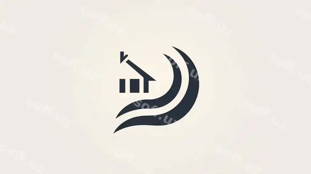 Ikki tonli uy dizayni minimal logotip pinsirka | Twotone house design minimal logo brush