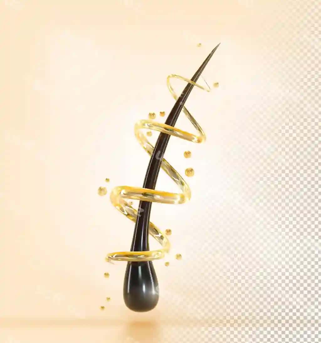 Sochga kuzatish 3D render tuzilish davoti soch follikoli suwli keraatin bilan | Hair care 3d render repair treatment follicle with liquid keratin