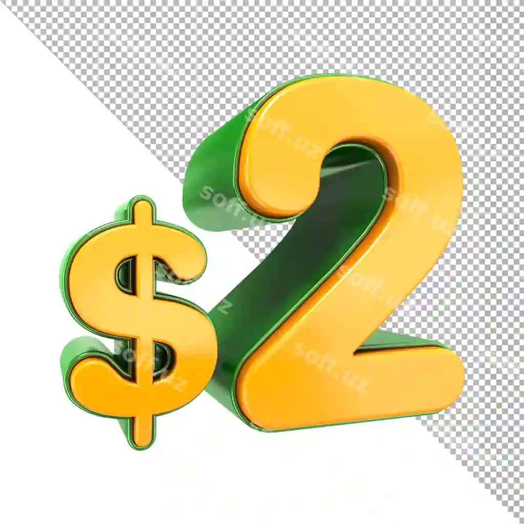 2 dollar narxi belgi 3d render | 2 dollar price sign 3d render