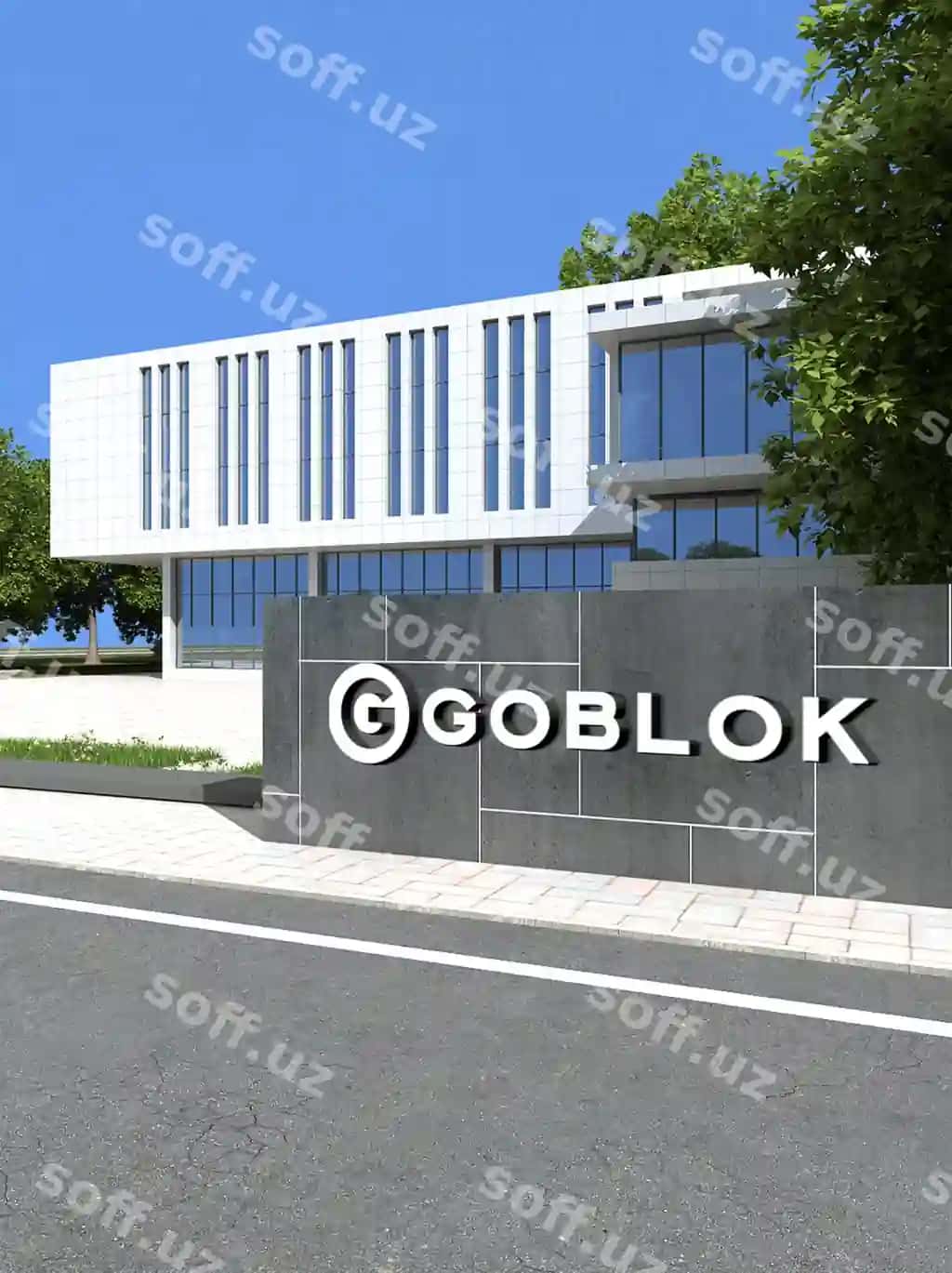Kompaniya bino 3d logotip mockup dizayni | Company building 3d logo mockup design