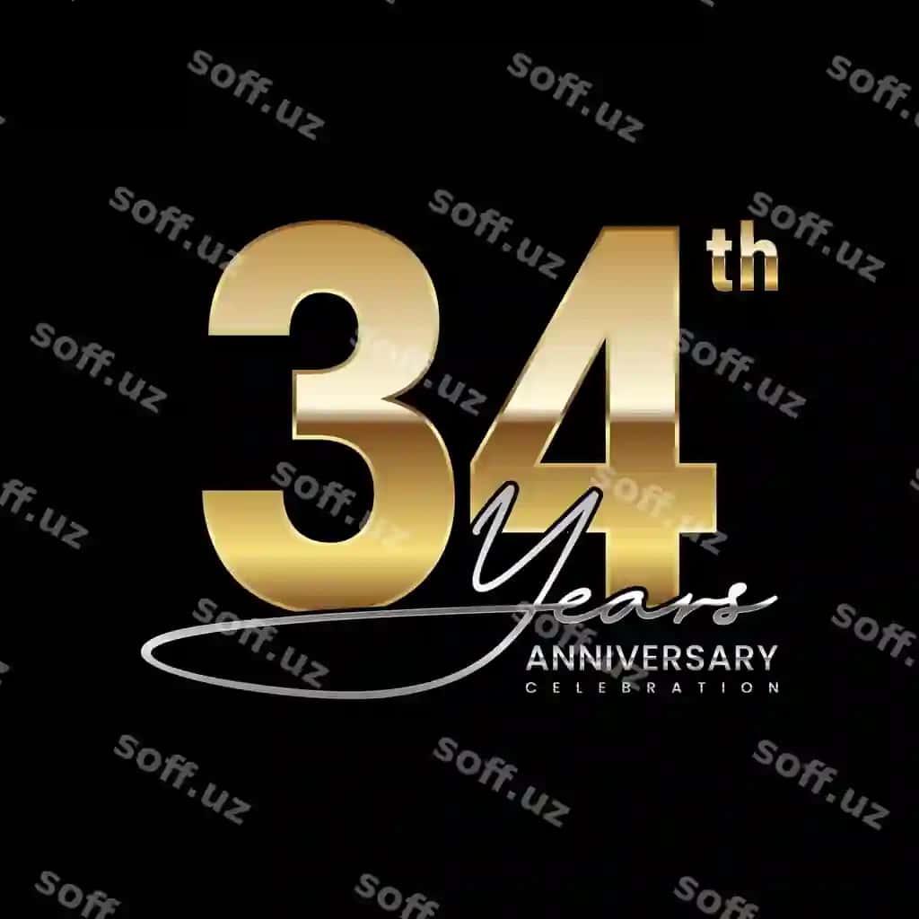 34 yil esdalik hasharot logotipi oltin halqa shaklida vektor logotipi | 34 year anniversary luxury logo with golden ring style logo vector 2