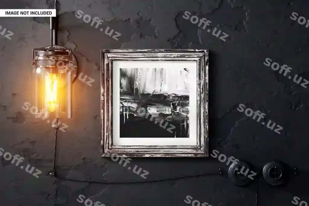 Eski yog'och kvadrat rasm ramkasi maketi | Old wooden square picture frame mockup