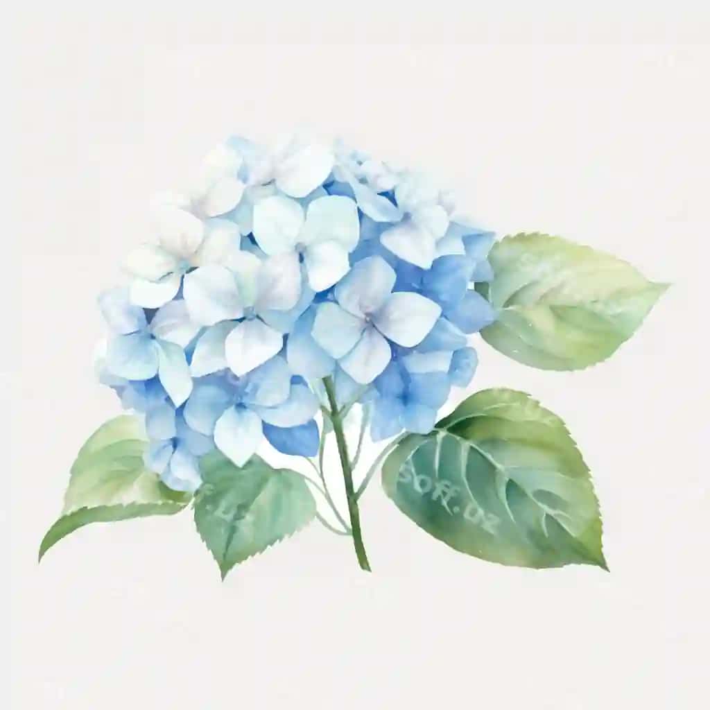 Nozik akvarelli ko'k hidrangea | Delicate watercolor blue hydrangea