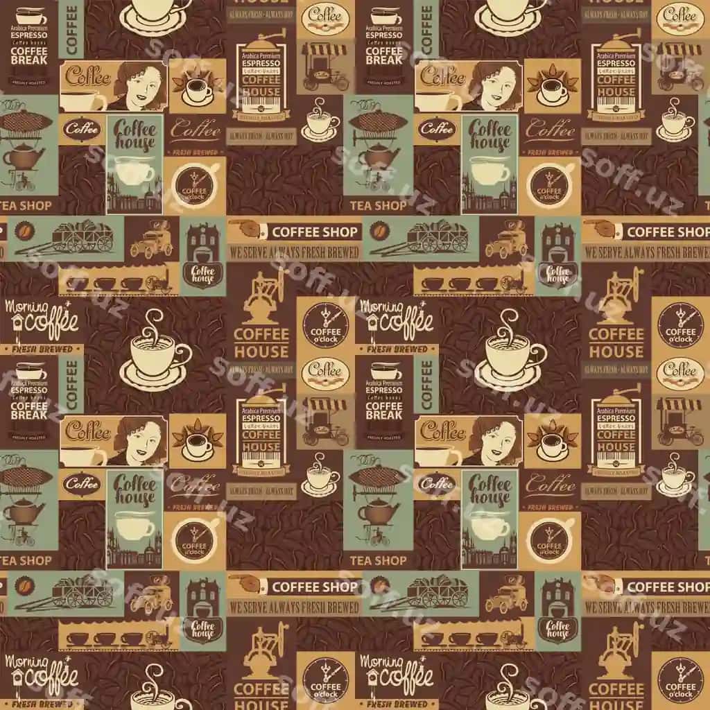Tekis orqa fon qahvo mavzusi | Seamless background coffee theme